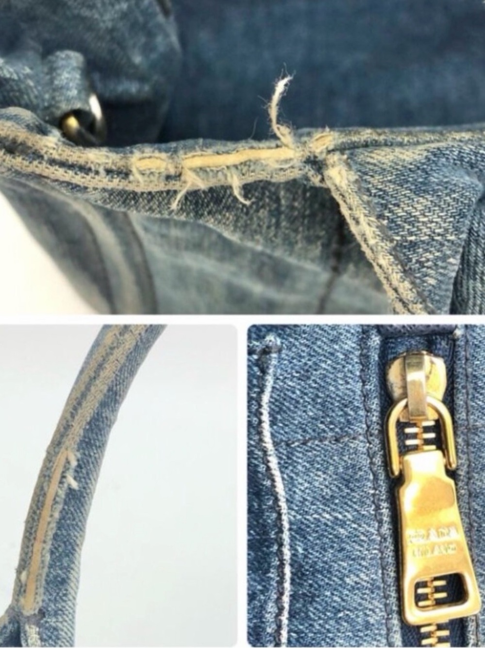 Prada Canapa Tote Vintage Denim Blue - Picture 15 of 15